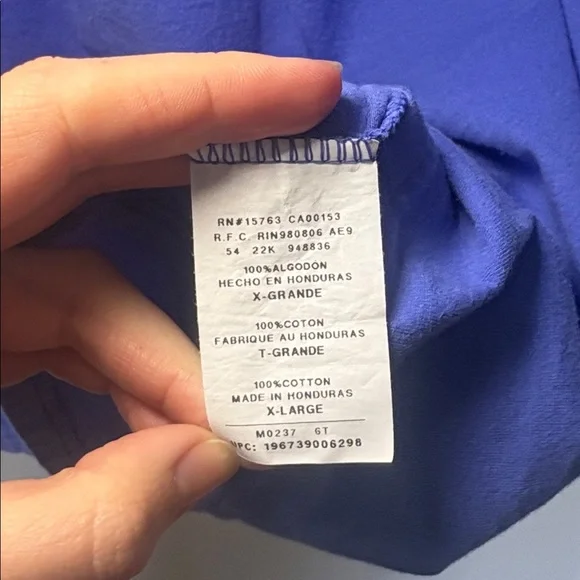 Hanes Originals 100% Cotton Short Sleeve Tee Bright Blue XL - Picture 3 of 4